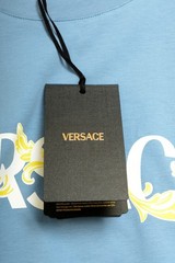 Versace Men’s Logo Print Blue Crewneck Short Sleeve T-Shirt US 2XL IT 56