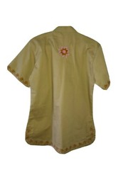 King &Jack Short Sleeve pull On Mixed Top XL Kaki With Embroidered Decorations