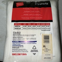 Hanes TAGLESS 5 t-shirts Lay flat Collar White