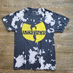 Wu-Tang Clan Bleach Wash Graphic T-Shirt Mens Small Black Yellow Logo Hip Hop