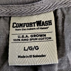 ComfortWash by Hanes Long Sleeve Pocket T-Shirt Gray Size Large 100% Cotton