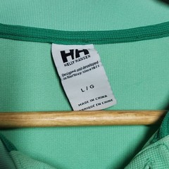 Helly Hansen Polo Shirt Men Size L Large Green HH Logo Textured Polyamide