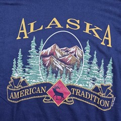 Prairie Mountain Alaska American Tradition Navy Blue Single Stitch TShirt Mens L