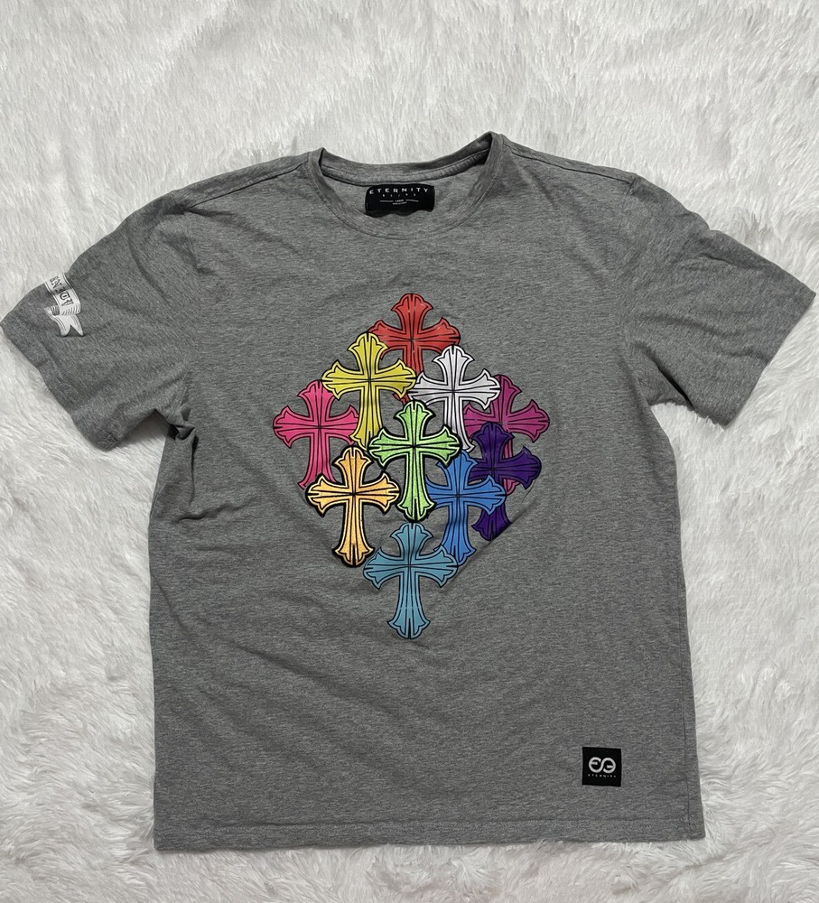 Eternity BC AD Multi-color Crosses Men Gray Graphic T-Shirt Size Large