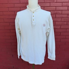 Tabasco Henley Thermal Shirt Mens Large Long Sleeve Waffle Knit Button Logo Top