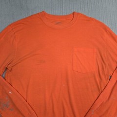Dickies Shirt Mens Large Tall LTL Orange Painter Long Sleeve Pocket Work T-Shirt