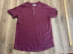 Goodthreads Shirt, Men’s Size Medium, Maroon, Short Sleeve, Quarter Buttons