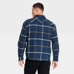 NEW Button Up Shirt Mens SIZE M Medium Blue Flannel Plaid Long Sleeve NWT #0032