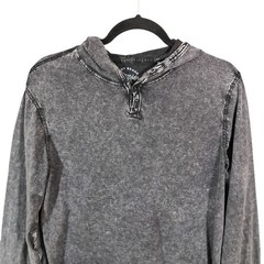 Lucky Brand Sugar Magic Long Sleeve Henley Neck T Shirt Mens Medium Washed Black