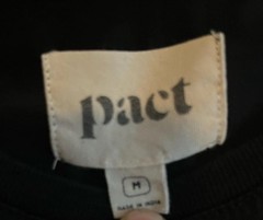 Pact Shirt Mens Medium Black Long Sleeve Organic Cotton Crewneck T-Shirt Tee
