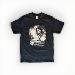 Chicana Lowrider Dtf Printed Black T-Shirt front or back logo all sizes