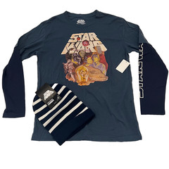 Star Wars Long Sleeve T-Shirt & Beanie Combo Sz M – Blue A New Hope Blue 2 Tone