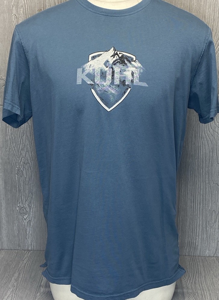 Kuhl Wildfibre Organic Cotton T Shirt Men’s Size XL Blue Short Sleeve Logo