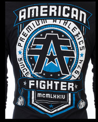 AMERICAN FIGHTER Black Blue White BROCKPORT Long Sleeve Hoodie T-shirt NWT