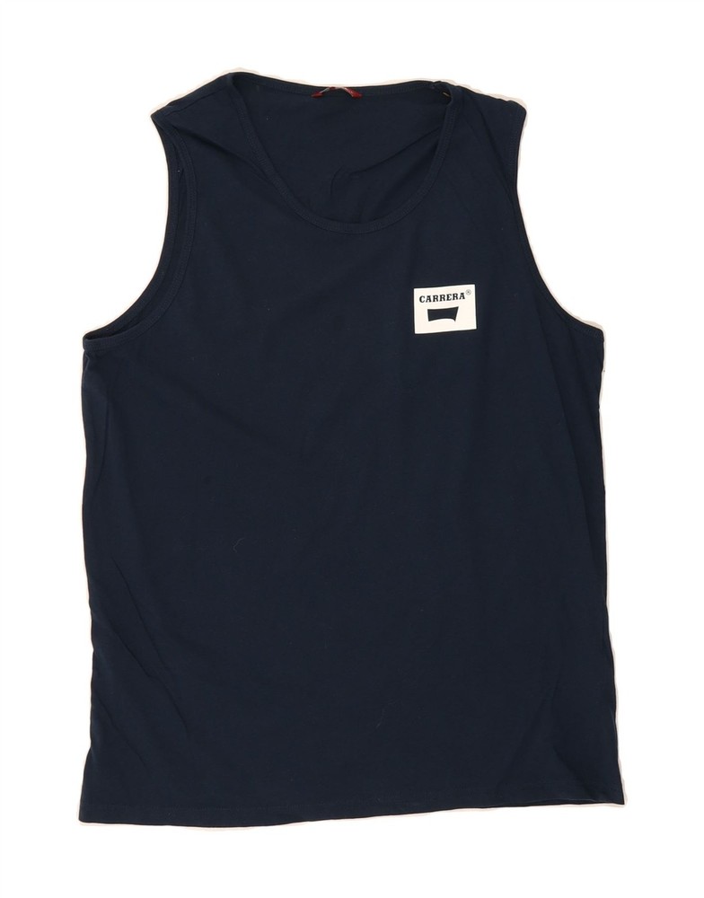 CARRERA Mens Vest Top Large Navy Blue Cotton BY23