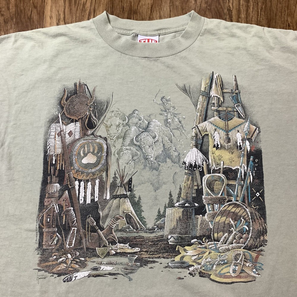 Vintage Nature Art T Shirt Size 2XL 1990s Hunting Animals American XXL Y2K Texas