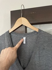 Vintage American Apparel Deep V Neck T Shirt Y2K Large Gray Tri Blend Track Tee