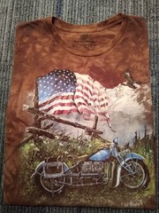 The Mountain Ted Blaylock Tie Dye Motorcycle Eagle American Flag Shirt Large