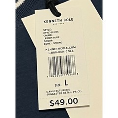 Kenneth Cole New York Mens Legion Blue Graphic Logo T-Shirt Tipped Trim L NEW