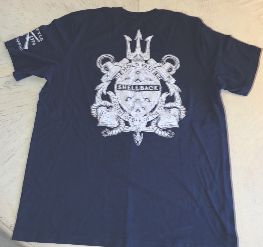 Grunt Style “America’s Navy – Shellback” Royal Blue T-Shirt. Never Worn.