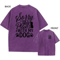 Men’s Vintage Oversized Washed Tee,”Plans With My Dog” Funny Quote Print T-Shirt