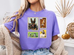Custom Pet Portrait Stamp Comfort Tee Personalized Dog Cat Photo