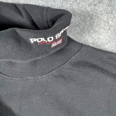 Polo Sport Ralph Lauren Mens Black Turtleneck Long Sleeve Shirt Logo Size Large