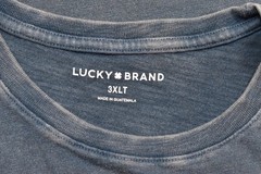 Lucky Brand Men’s Tee Bear Shirt Blue Short Sleeve 100% Cotton Crew Sz 3XLT NEW