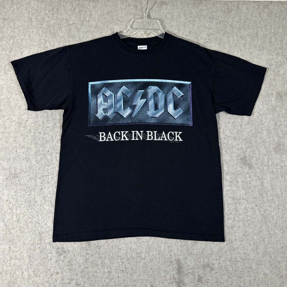 AC/DC Back In Black Shirt Mens Large Black Tour Band Rock Tee Music
