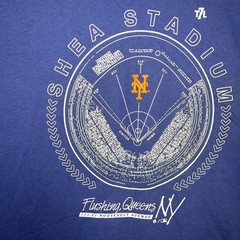 The 7 Line Shea Stadium Blueprint T Shirt Mens 3XL XXXL Blue NY Mets 2-Sided Tee