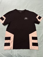 Embroidered Compass patch Two Tone Geometric Pattern T-shirt L