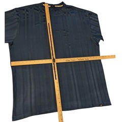 Stacy Adams Shirt Mens 3XLT Textured Blue Striped Short Sleeve Crew Neck