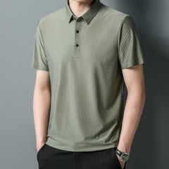 New Traceless Short Sleeve Men’s Solid Color Fashion Casual Lapel T-shirt