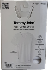 Tommy John 1003995N V-Neck 3 Pk Cool Cotton Stretch White Shirt (New in Box)