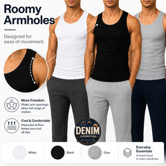 Men 100% Cotton Ribbed Tank Top A-Shirt Wife Beater Sleeveless Undershirt S-3XL