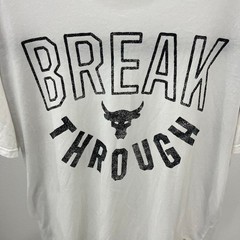 Under Armour Project Rock Break Through T-Shirt Mens XXL White Brahma Bull Gym