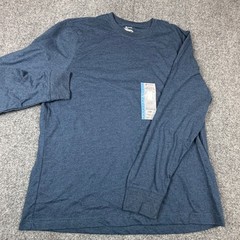 Members Mark Mens Size L Large Heather Blue Long Sleeve Crewneck Tee NEW