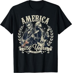 USA George Washington Abe Lincoln Playing Guitar 250th T-Shirt