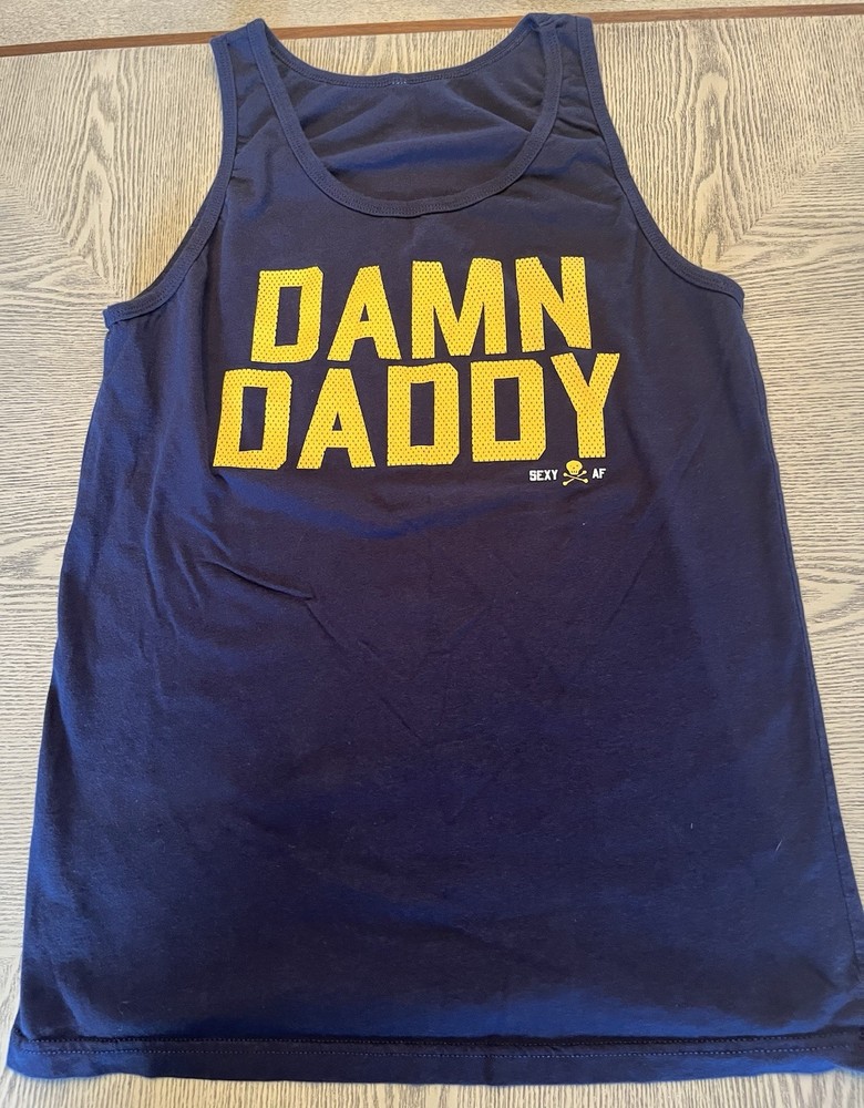 Gay Themed “DAMN DADDY” Tank Top Black & Yellow Sz.S ? Tags Cut Out