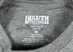 Duluth Trading Shirt Mens Medium Gray Short Sleeve Cotton Longtail Trim Fit