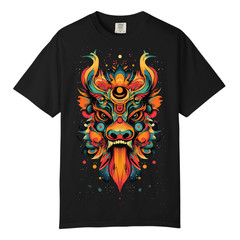 Floral Monster Mask Abstract Art TShirts, Comfort Color, Unisex Streetwear Tee