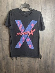 Monsta X K-Pop Band Shirt Mens Medium Black Purple Pink Graphic Starship Hashtag