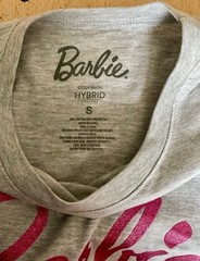 Barbie T-Shirt Unisex Adult Light Gray with Pink Ombre Letters “Barbie”