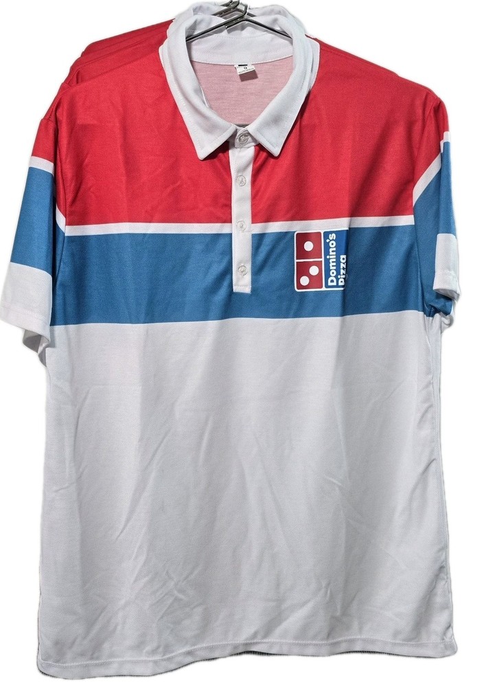 Domino’s Pizza Employee Red White Blue Work Shirt Size G