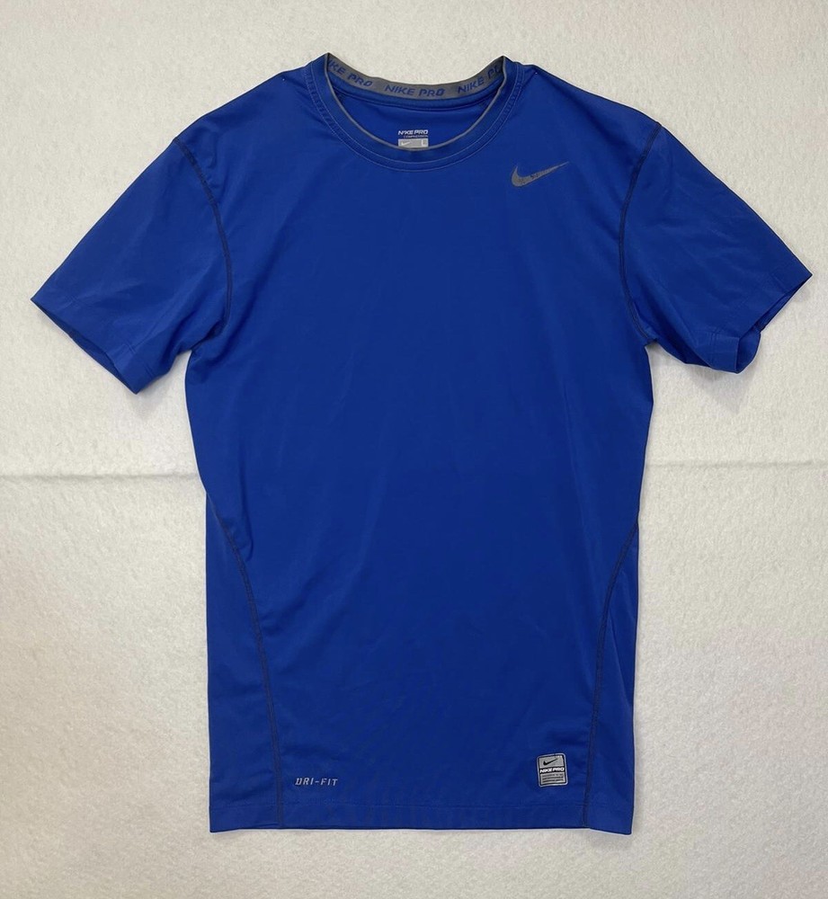 Nike Pro Dri-Fit Mens Athletic T-Shirt Sz. Large Short Sleeve Solid Blue