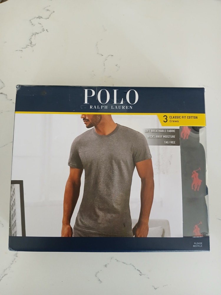 Polo Ralph Lauren Men’s Black Slim Fit Crew-Neck 3 Pack T-Shirts