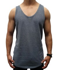 MENS SINGLET MUSCLE TANK TOP CURVE HEM BODYBUILDING GYM LIFTING CASUAL PLAIN