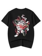 Niepce Men’s Monkey Fiery War Graphic Tee Japanese Streetwear T-Shirt