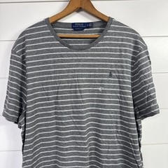 NWT Men’s Polo Ralph Lauren Custom Slim Fit Tee Shirt Gray Stripe Pattern sz XL