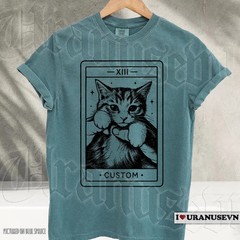 Custom Cat Tarot Card Soft Washed Comfort Tee